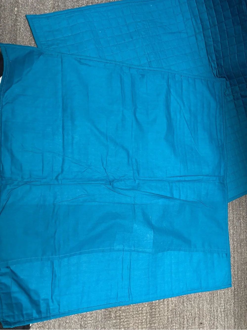 2 large Quilted Solid Teal Blue pillow shams (26.5x26.5)